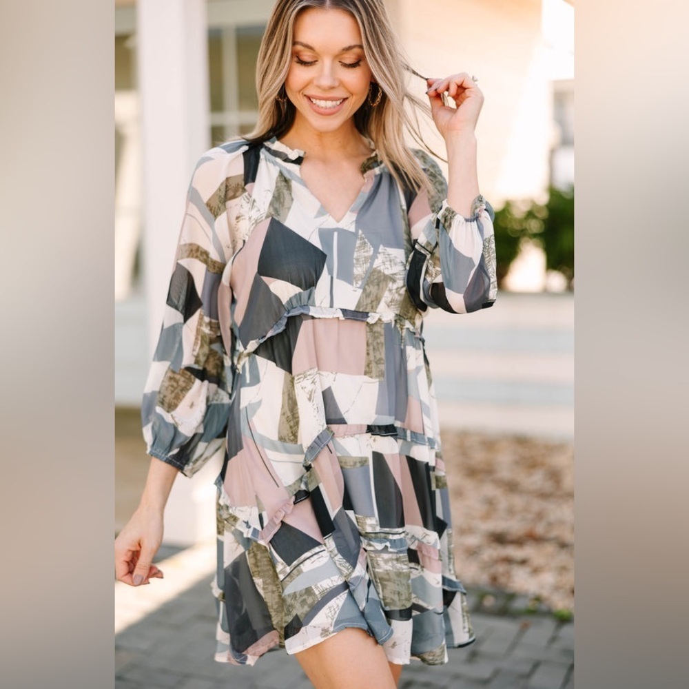 Entro Fun Gray Abstract Dress - Picture 4 of 7